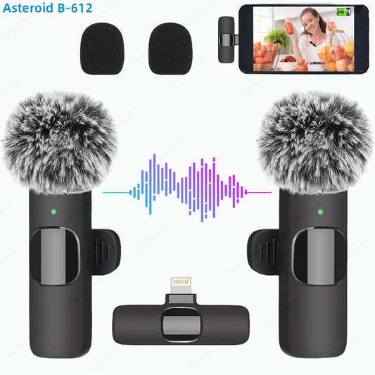 New Wireless Lavalier Microphone Portable Audio Video Recording Mini Microphone for iPhone Android PC Camera Live Gaming Phone